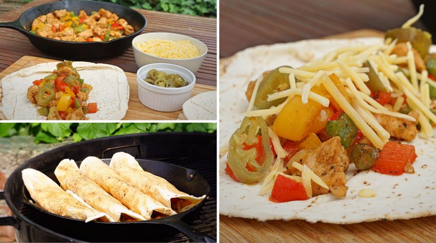 Die Hähnchenwraps werden zubereitet